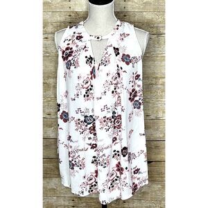 GYPSIES & MOONDUST SIZE SMALL WILDFLOWER PRINT ROUND NECK CUT OUT BLOUSE